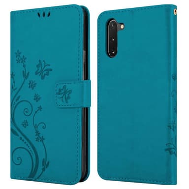 Samsung Galaxy NOTE 10 lommebokdeksel Blomster (blå)