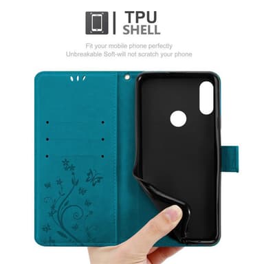 Xiaomi RedMi NOTE 7 lommebokdeksel Blomster (blå)