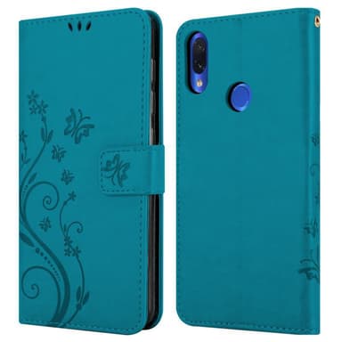 Xiaomi RedMi NOTE 7 lommebokdeksel Blomster (blå)