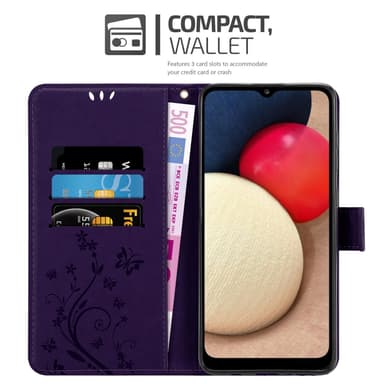 Samsung Galaxy A02s lommebokdeksel Blomster (lilla)