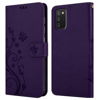 Samsung Galaxy A02s lommebokdeksel Blomster (lilla)
