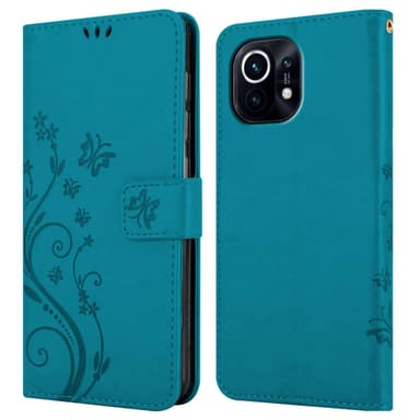 Xiaomi Mi 11 5G lommebokdeksel Blomster (Blå)