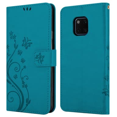 Huawei MATE 20 PRO lommebokdeksel Blomster (blå)