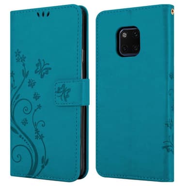 Huawei MATE 20 PRO lommebokdeksel Blomster (blå)