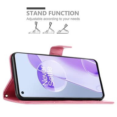 OnePlus 9RT 5G lommebokdeksel Blomster (rosa)