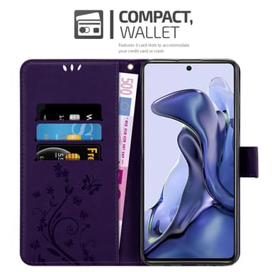 Xiaomi 11T / 11T PRO lommebokdeksel Blomster (lilla)