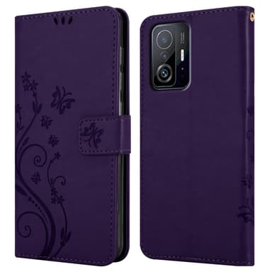 Xiaomi 11T / 11T PRO lommebokdeksel Blomster (lilla)