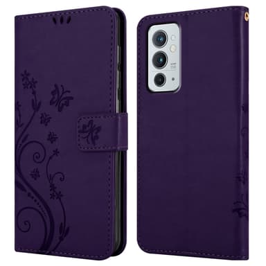 OnePlus 9RT 5G lommebokdeksel Blomster (lilla)