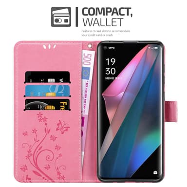 Oppo FIND X3 PRO lommebokdeksel Blomster (rosa)