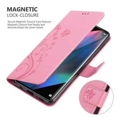 Oppo FIND X3 PRO lommebokdeksel Blomster (rosa)