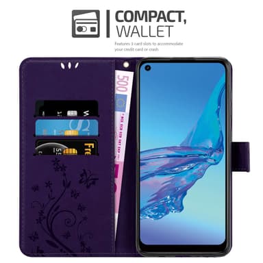 Oppo A53s lommebokdeksel Blomster (lilla)