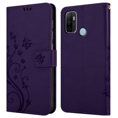 Oppo A53s lommebokdeksel Blomster (lilla)