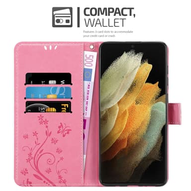 Samsung Galaxy S22 ULTRA lommebokdeksel Blomster (rosa)