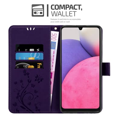 Samsung Galaxy A33 5G lommebokdeksel Blomster (lilla)