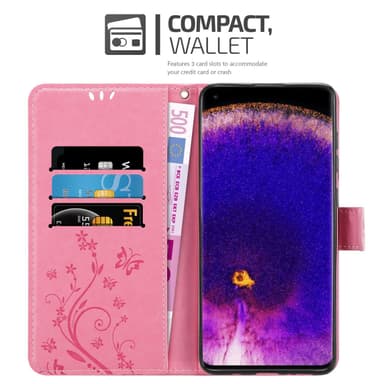 Oppo FIND X5 PRO lommebokdeksel Blomster (rosa)