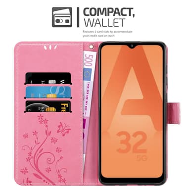 Samsung Galaxy A32 5G lommebokdeksel Blomster (rosa)