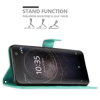 Sony Xperia XA2 lommebokdeksel Blomster (turkis)