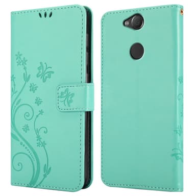 Sony Xperia XA2 lommebokdeksel Blomster (turkis)