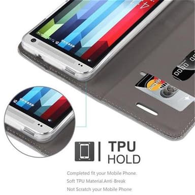 HTC ONE M7 lommebokdeksel etui (grå)