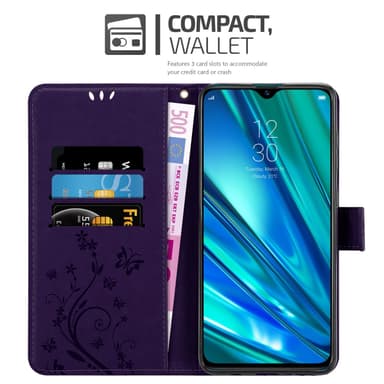 Realme 5 PRO / Realme Q lommebokdeksel Blomster (lilla)