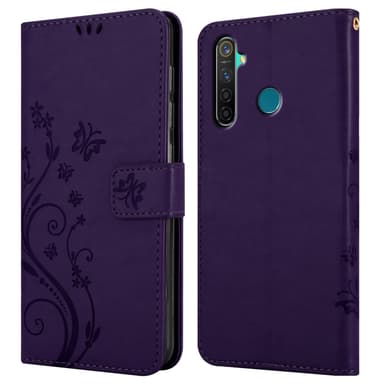 Realme 5 PRO / Realme Q lommebokdeksel Blomster (lilla)