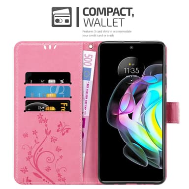 Motorola EDGE 20 lommebokdeksel Blomster (rosa)