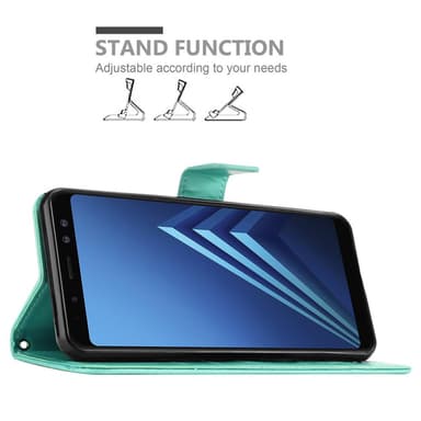 Samsung Galaxy A8 2018 lommebokdeksel Blomster (turkis)