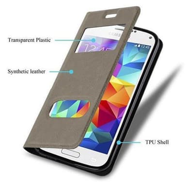 Samsung Galaxy S5 / S5 NEO lommebokdeksel cover (brun)