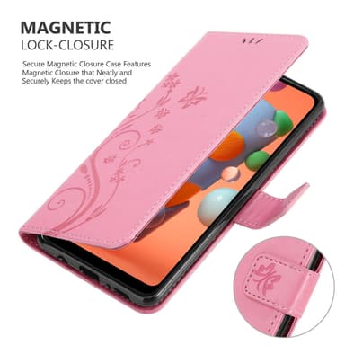 Samsung Galaxy A11 / M11 lommebokdeksel Blomster (rosa)