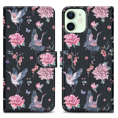 iPhone 12 MINI lommebokdeksel etui (svart)