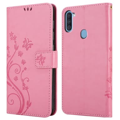 Samsung Galaxy A11 / M11 lommebokdeksel Blomster (rosa)