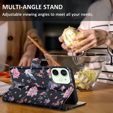 iPhone 12 MINI lommebokdeksel etui (svart)