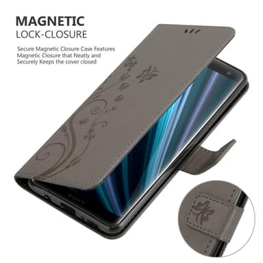 Sony Xperia XZ3 lommebokdeksel Blomster (grå)