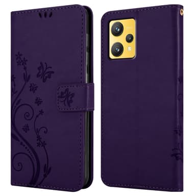 Realme 9 4G / 9 PRO+ lommebokdeksel Blomster (lilla)