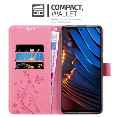 Xiaomi POCO X3 GT lommebokdeksel Blomster (rosa)