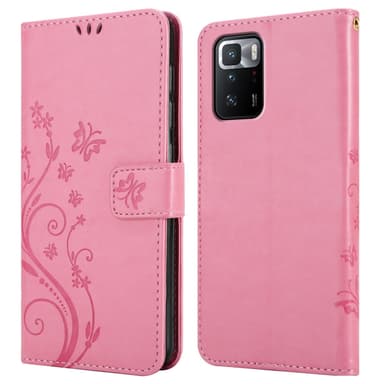 Xiaomi POCO X3 GT lommebokdeksel Blomster (rosa)