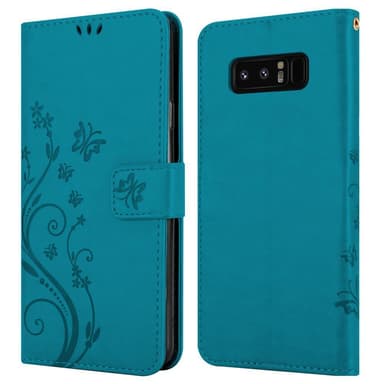 Samsung Galaxy NOTE 8 lommebokdeksel Blomster (blå)