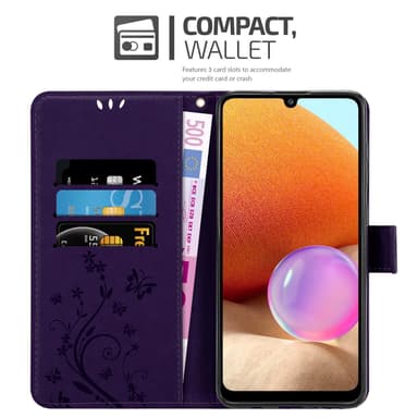Samsung Galaxy A32 4G lommebokdeksel Blomster (lilla)