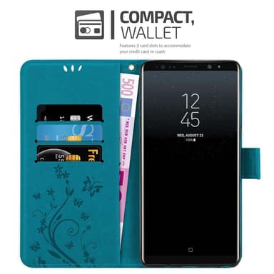 Samsung Galaxy NOTE 8 lommebokdeksel Blomster (blå)