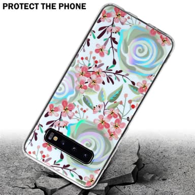 Samsung Galaxy S10 4G lommebokdeksel Blomster (hvit)