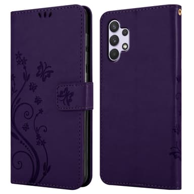 Samsung Galaxy A32 4G lommebokdeksel Blomster (lilla)