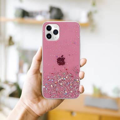 iPhone 11 Silikondeksel Glitter (rosa)