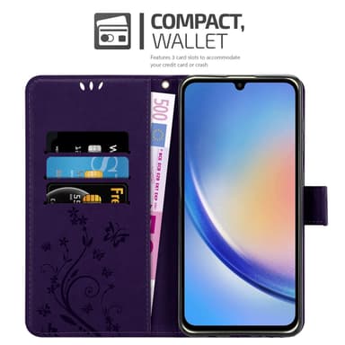 Samsung Galaxy A34 5G lommebokdeksel Blomster (Lilla)