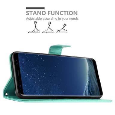 Samsung Galaxy S8 lommebokdeksel Blomster (turkis)