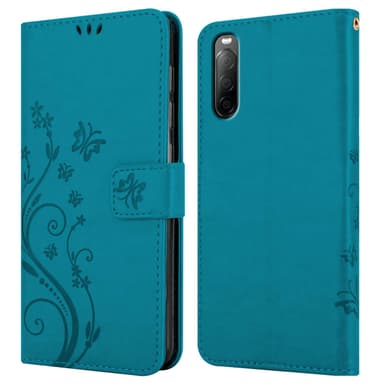 Sony Xperia 10 II lommebokdeksel Blomster (Blå)