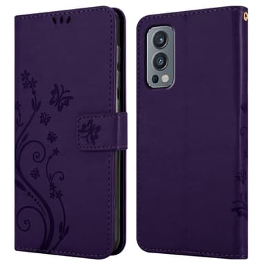 OnePlus Nord 2 5G lommebokdeksel Blomster (lilla)