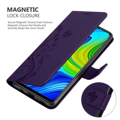 Xiaomi RedMi NOTE 9 lommebokdeksel Blomster (Lilla)