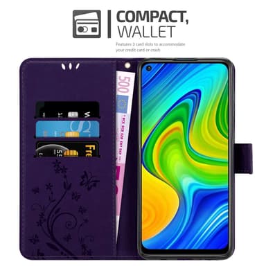 Xiaomi RedMi NOTE 9 lommebokdeksel Blomster (Lilla)