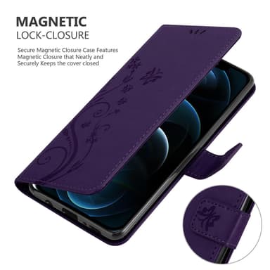 iPhone 13 PRO MAX lommebokdeksel Blomster (lilla)
