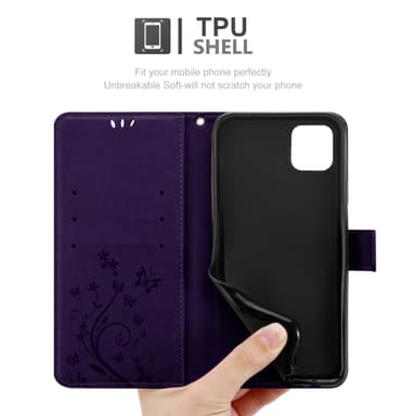 iPhone 13 PRO MAX lommebokdeksel Blomster (lilla)